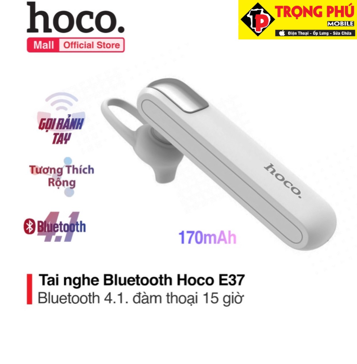 Tai Nghe blutooth 1 tai - Hoco E37