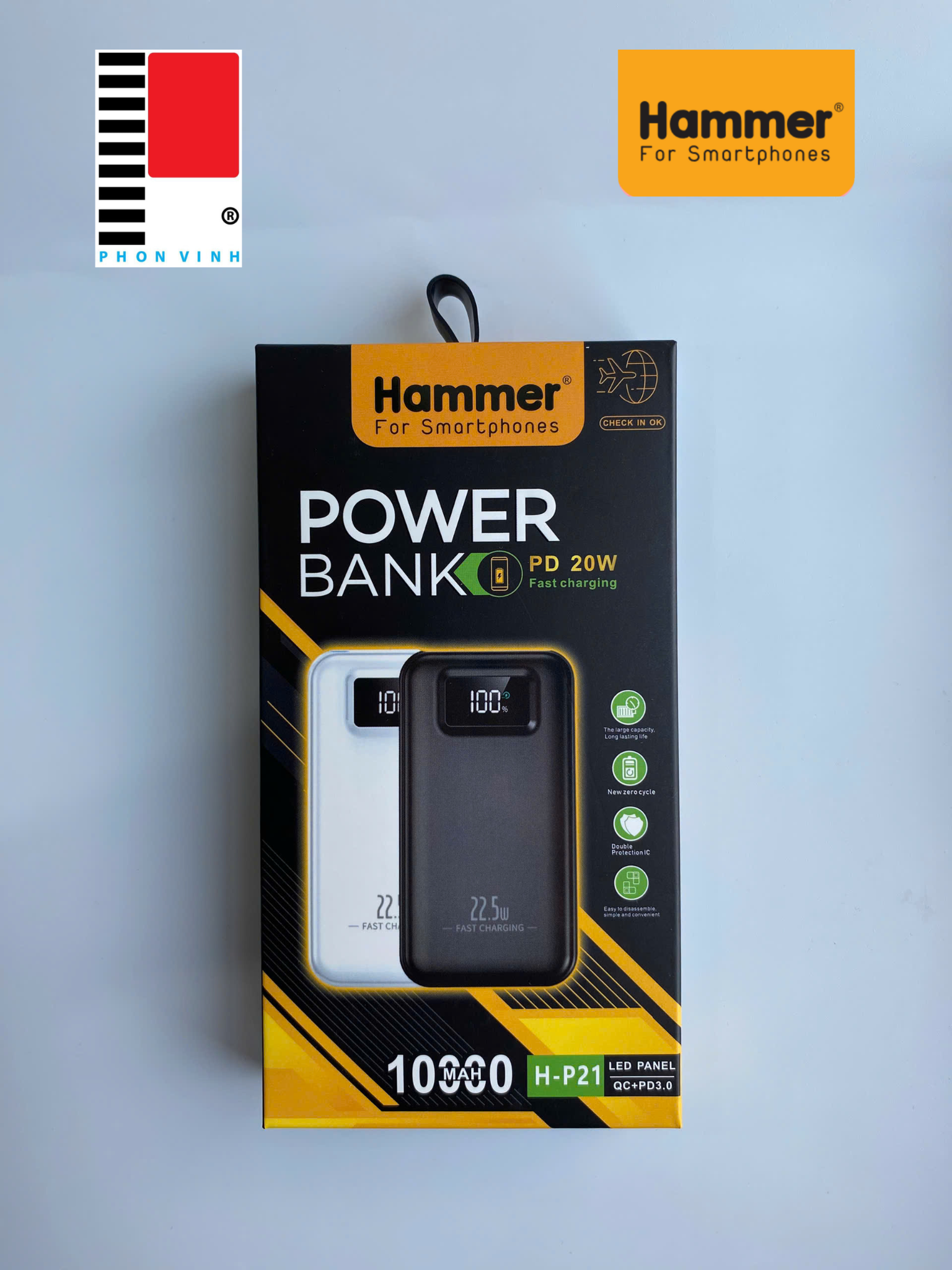 Sạc dự phòng Hammer H-PC21 10.000ah 22,5w