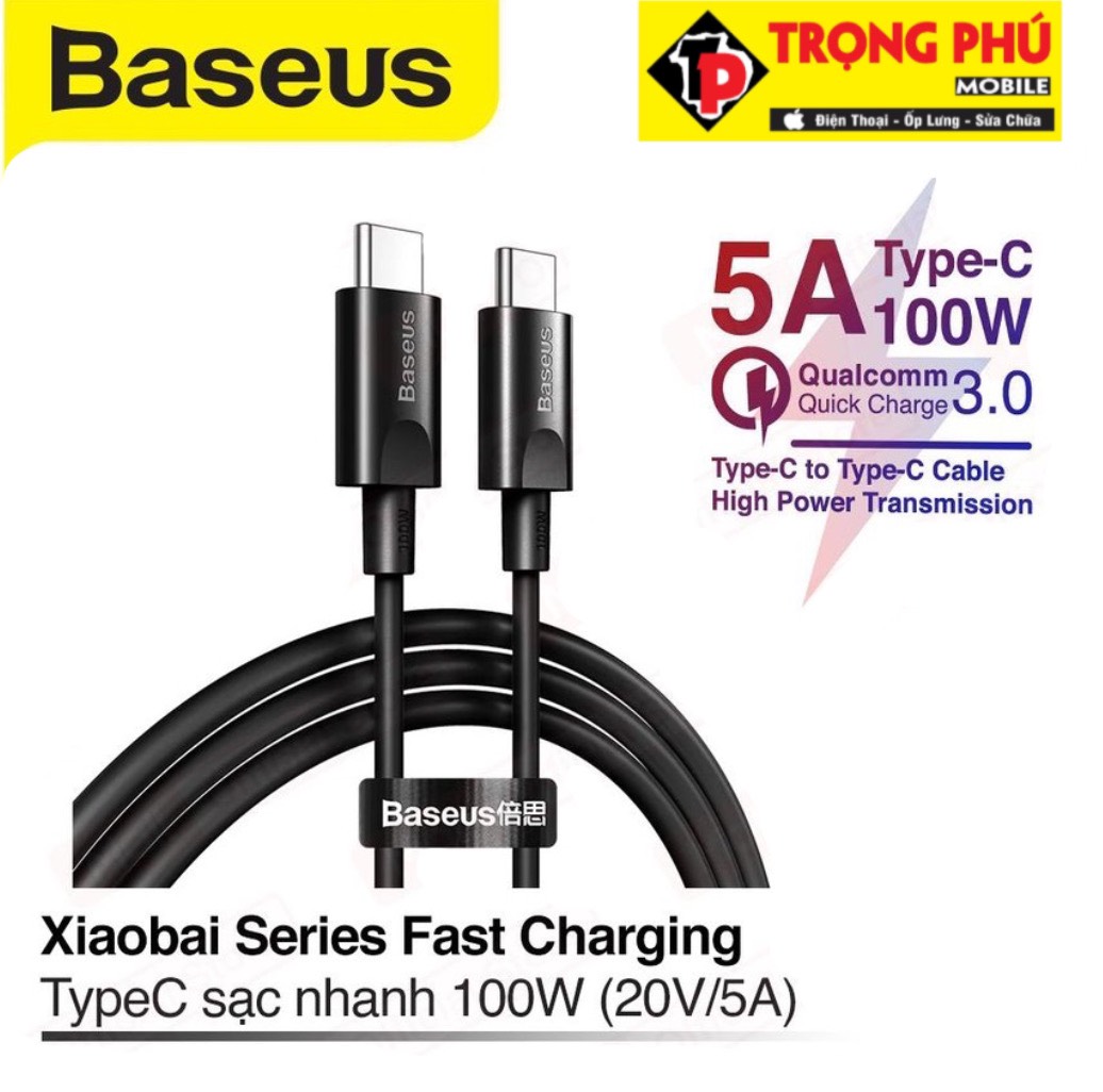 Cáp TypeC to TypeC 100W Baseus Metal Trọng phú mobile