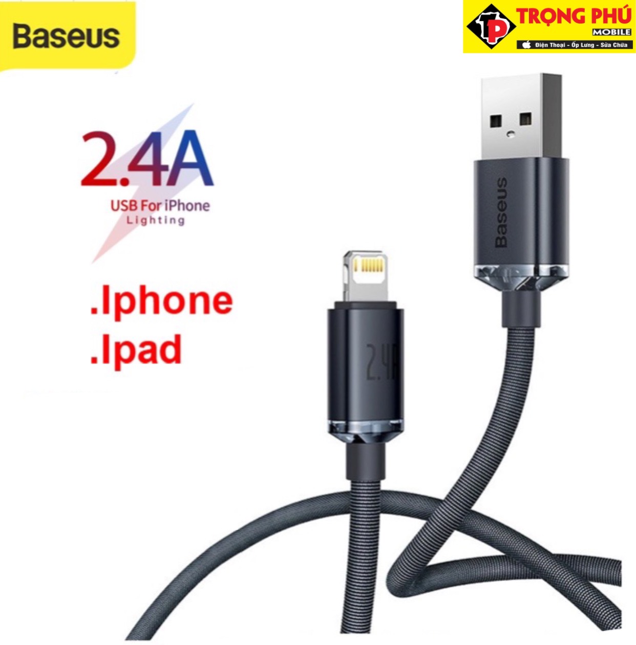 Cáp sạc Baseus Crystal Shine - USB-Lighting Iphone - 1m