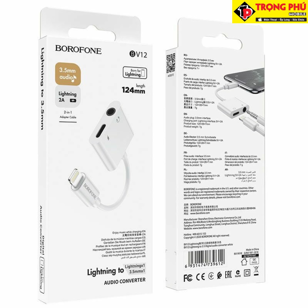 Cap chuyển borofone BV12 ra 3.5 + lighting Trọng phú mobile
