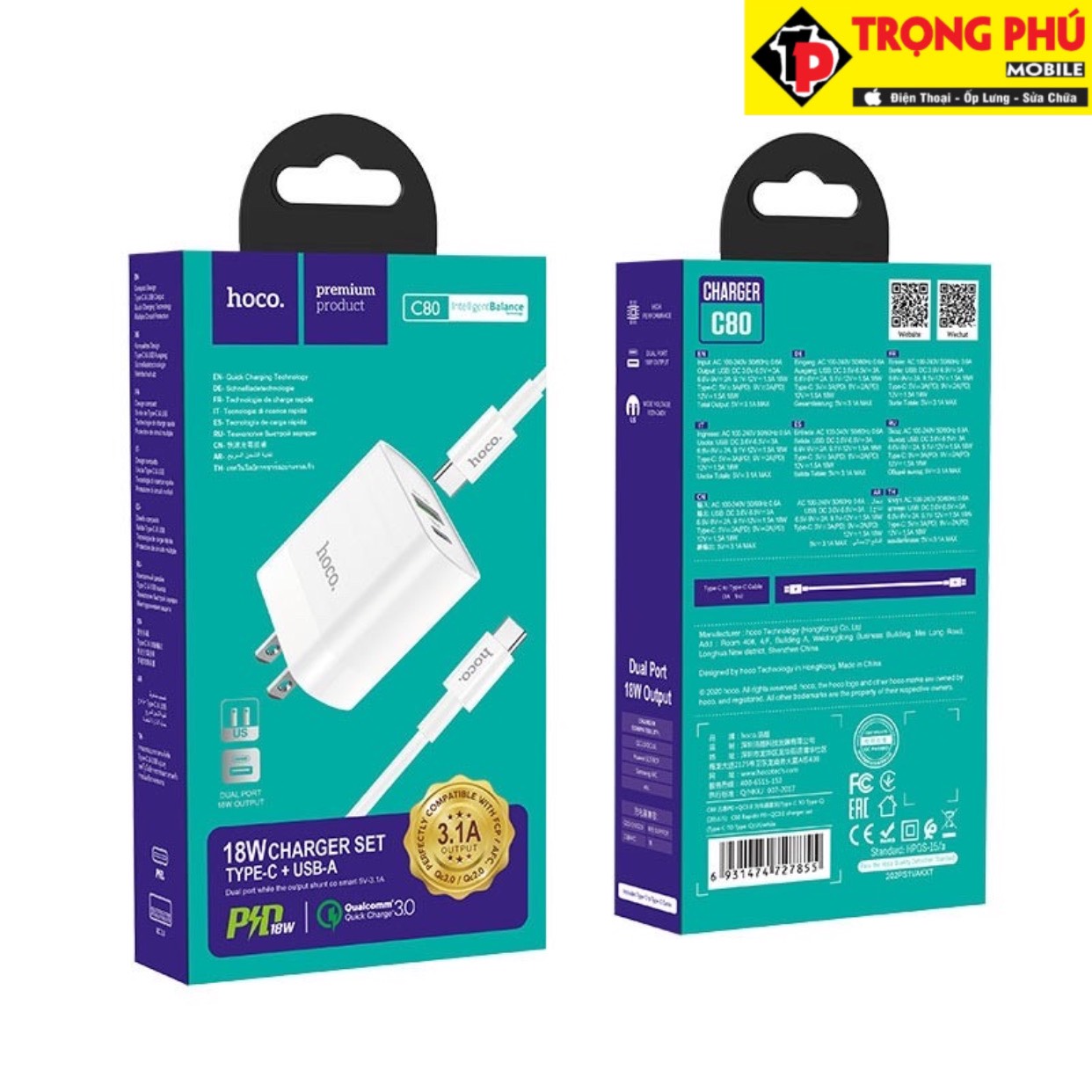 Bộ SẠC Nhanh 20w Hoco C80 Trọng phú mobile