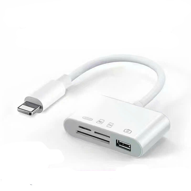 Cáp chuyển T3 lighting ra 4 (otg đọc thẻ TF,SD + USB + ip ligting)