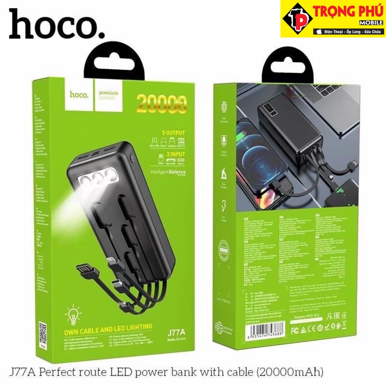 Pin sạc dự phòng Hoco j77a 20.000mah Trọng phú mobile