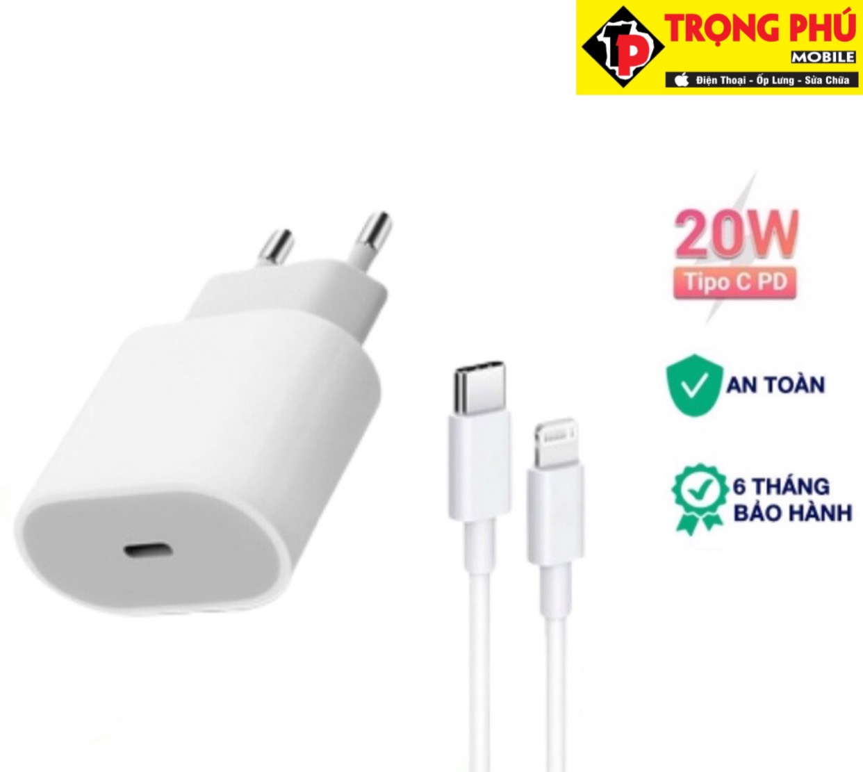 Cốc IPHONE 11/12/14 20w chân tròn (EU) 150k - TypeC