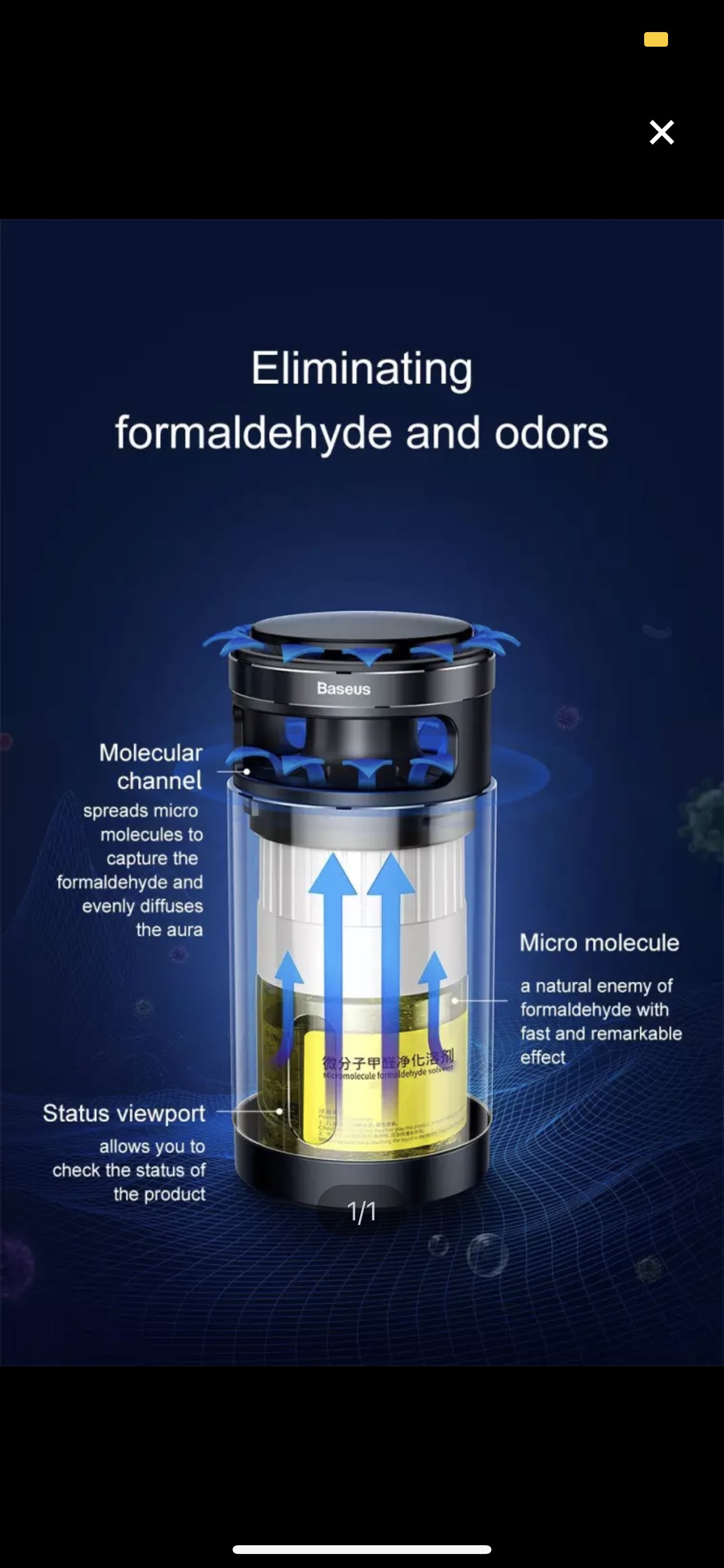 Máy lọc không khí trên xe ô tô Baseus Micromolecule formaldehyde purifier Deep space