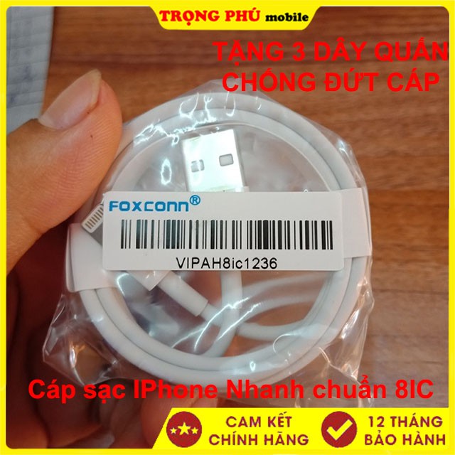 Cáp sạc IPhone Nhanh chuẩn 8IC trắng 120k