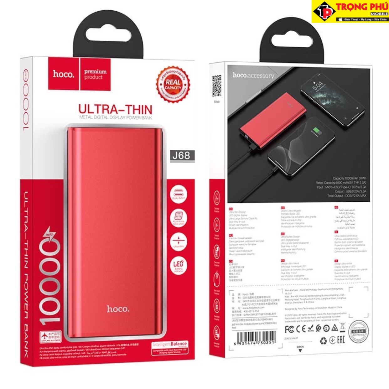 Pin sạc dự phòng Hoco j68 10.000mah - Đen