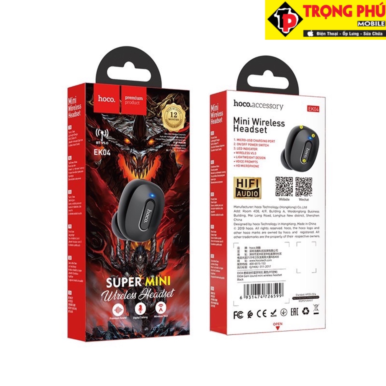Tai nghe Bluetooth HOCO EK04 Trọng phú mobile