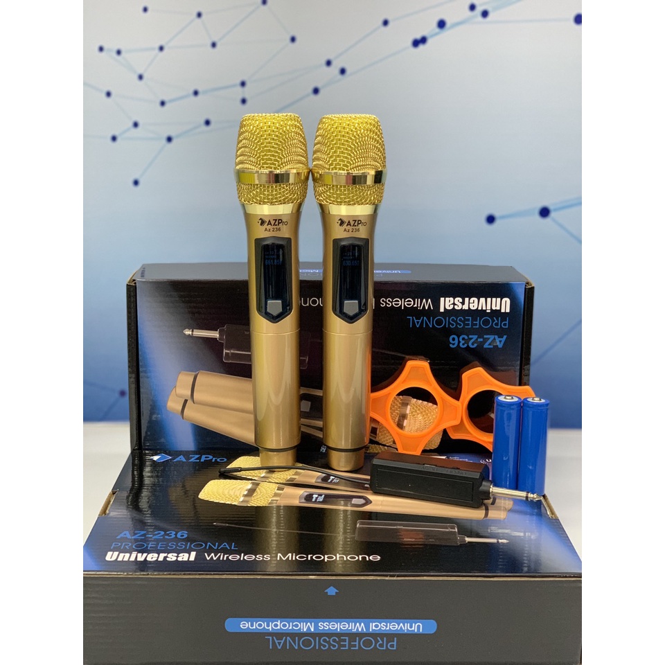 Bộ 2 Mic karaoke đa năng không dây AZPro AZ-236