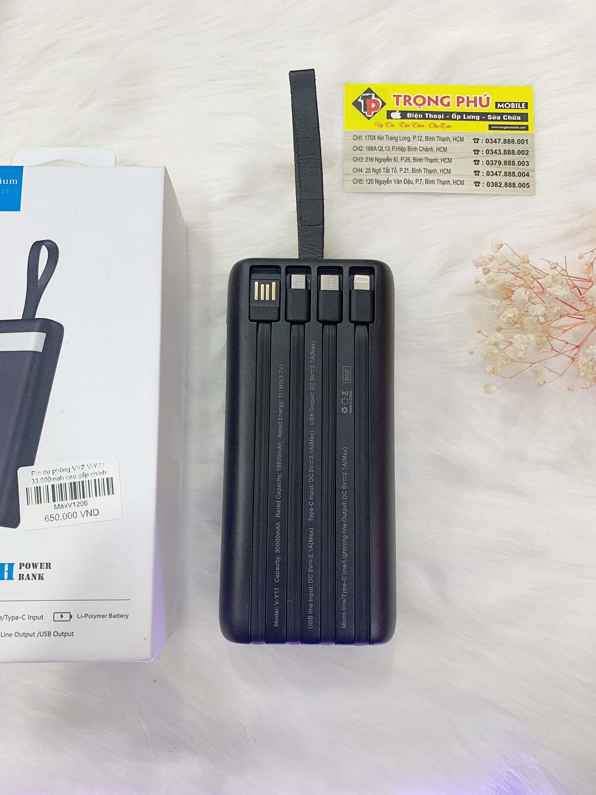 Pin dự phòng VVZ V-Y11 30.000mah cao cấp chính hãng Trọng phú mobile
