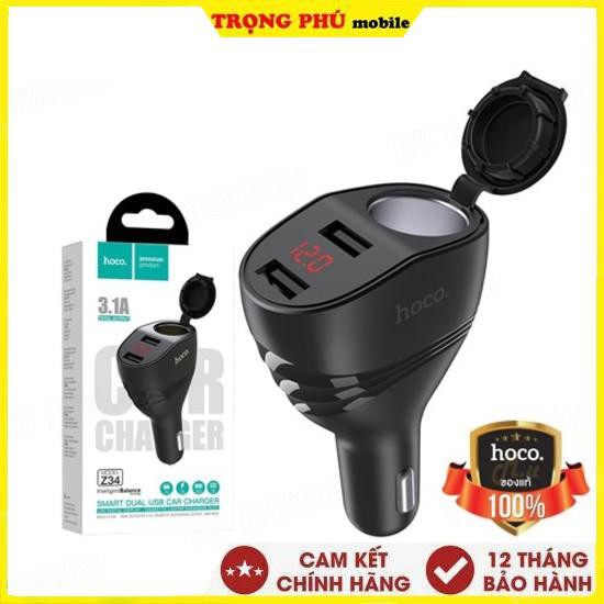 Tẩu sạc Ôtô Hoco Z34 - 2 Đầu Trọng phú mobile