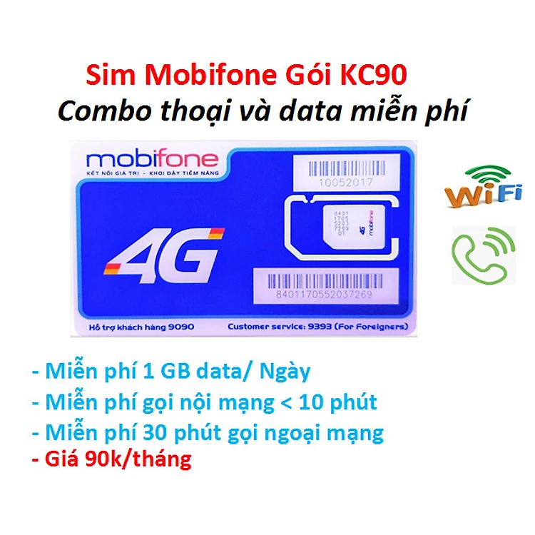 Sim 4G mobilefone KC90 1Gb/Ngày tháng 90k