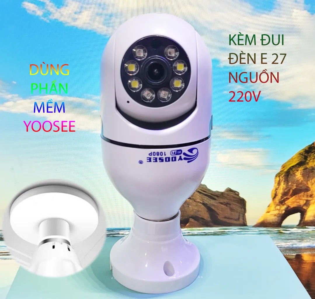 Camera Wifi Yoosee HK211, 2209 Gắn Đui Bóng Đèn, 8 Led