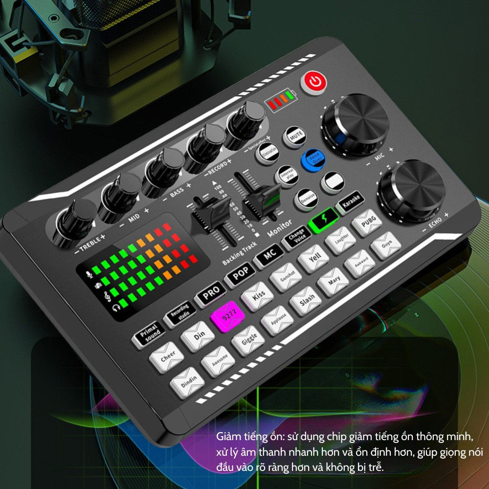 Bộ Sound Card Thu âm F998 Bluetooth Có AutoTune Chất Lượng Cao điều Chỉnh âm Thanh