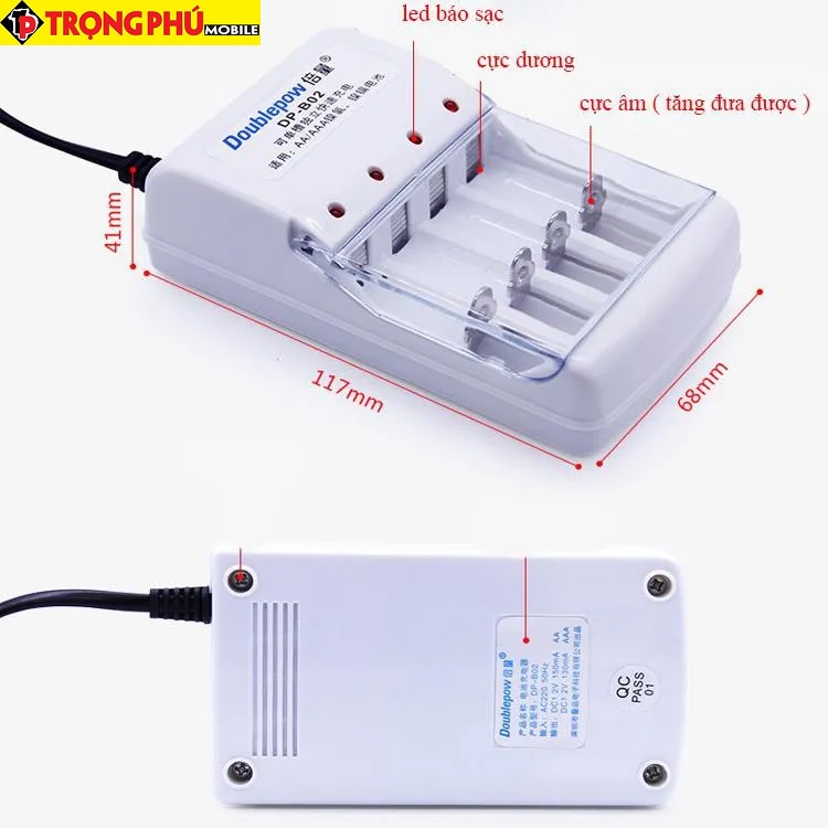 Bộ sạc pin AA (2A)/ AAA (3A) Doublepow DP-B02