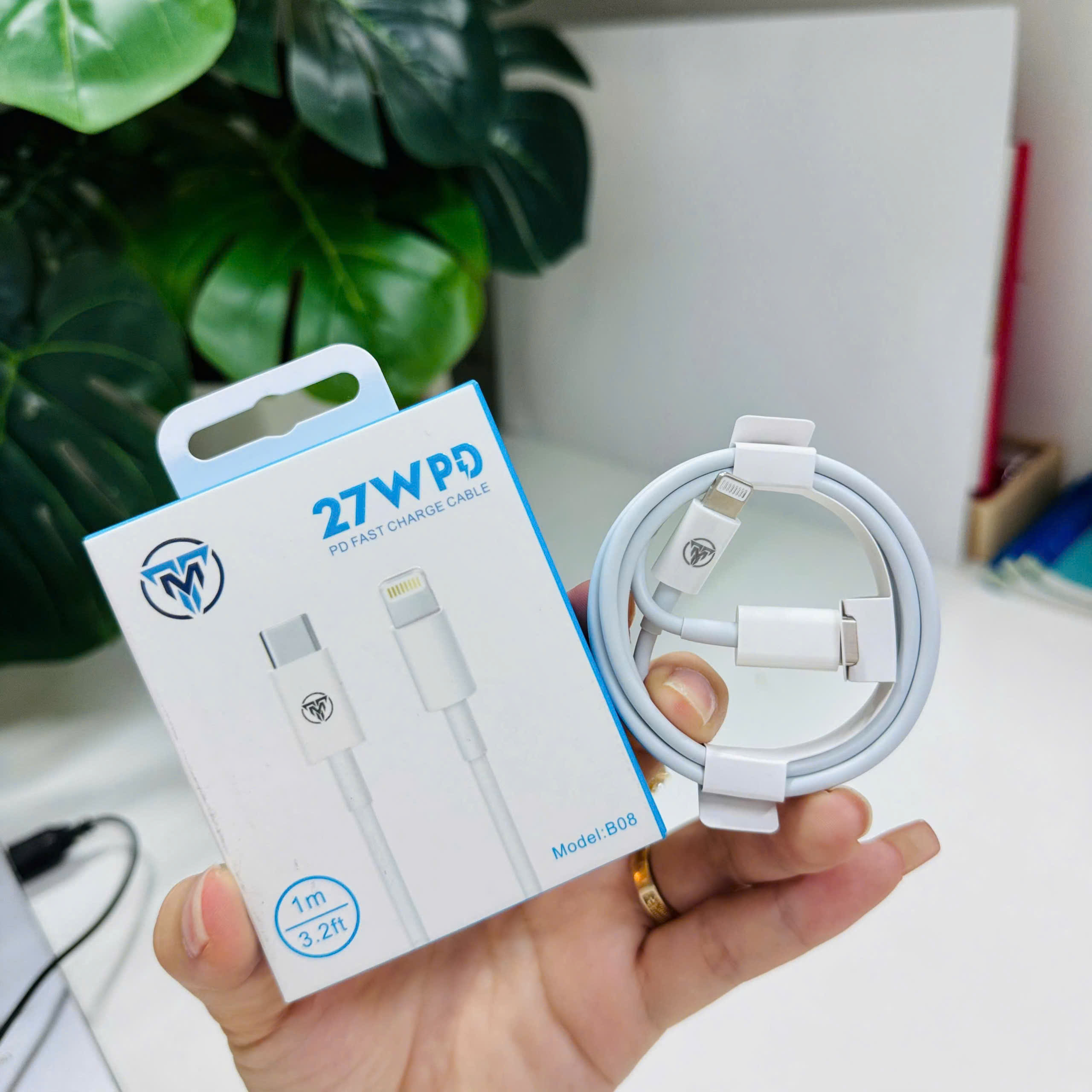 Cáp sạc TypeC-Lighting TMT B08 27w cho IP14 Zin - cáp 120k