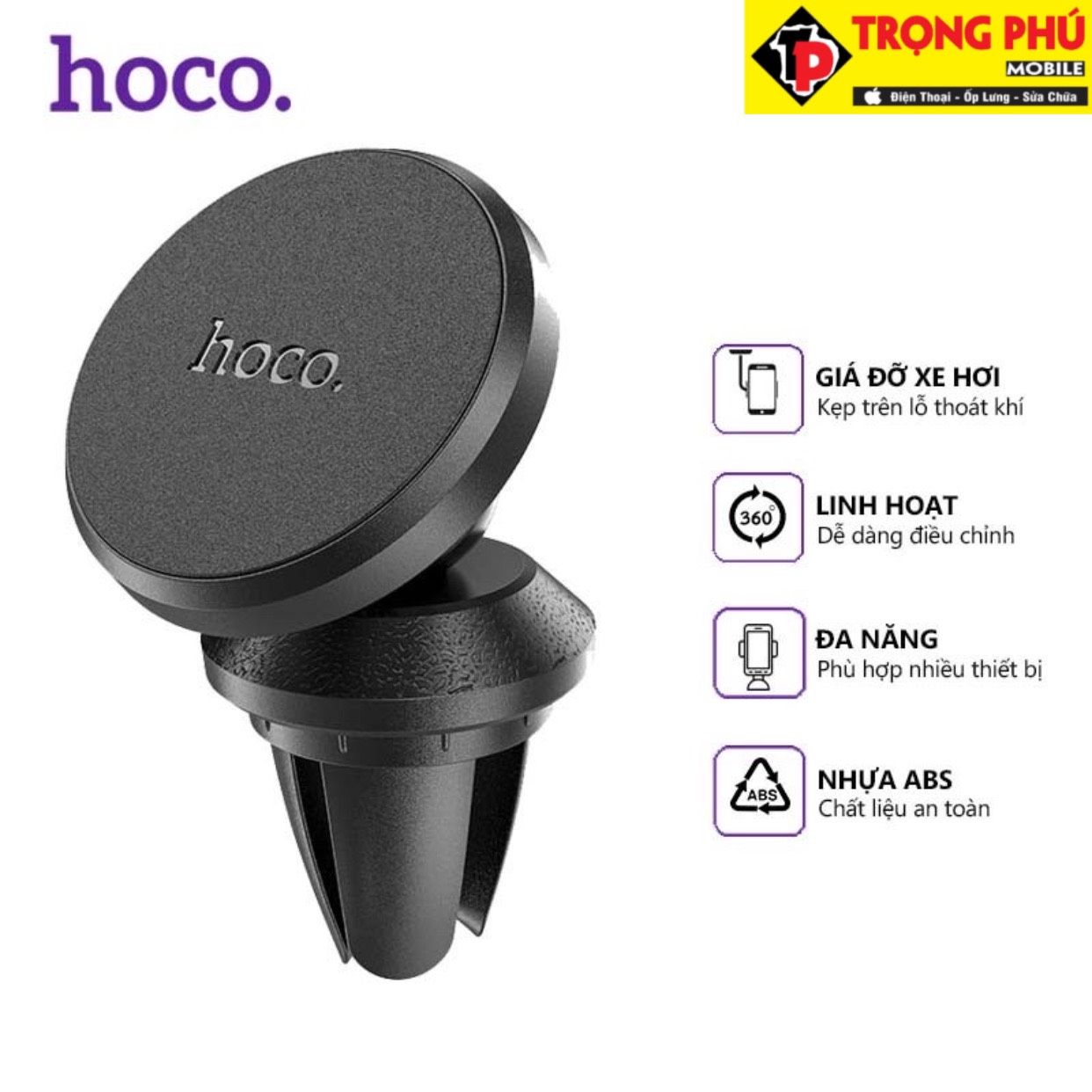 Kệ giá đỡ điện thoại ô tô Hoco ca81 - Đen