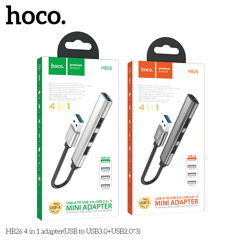 Hub 4 cổng hoco HB26 (USB ra USB 3.0 + 3 USB 2.0) - Xịn