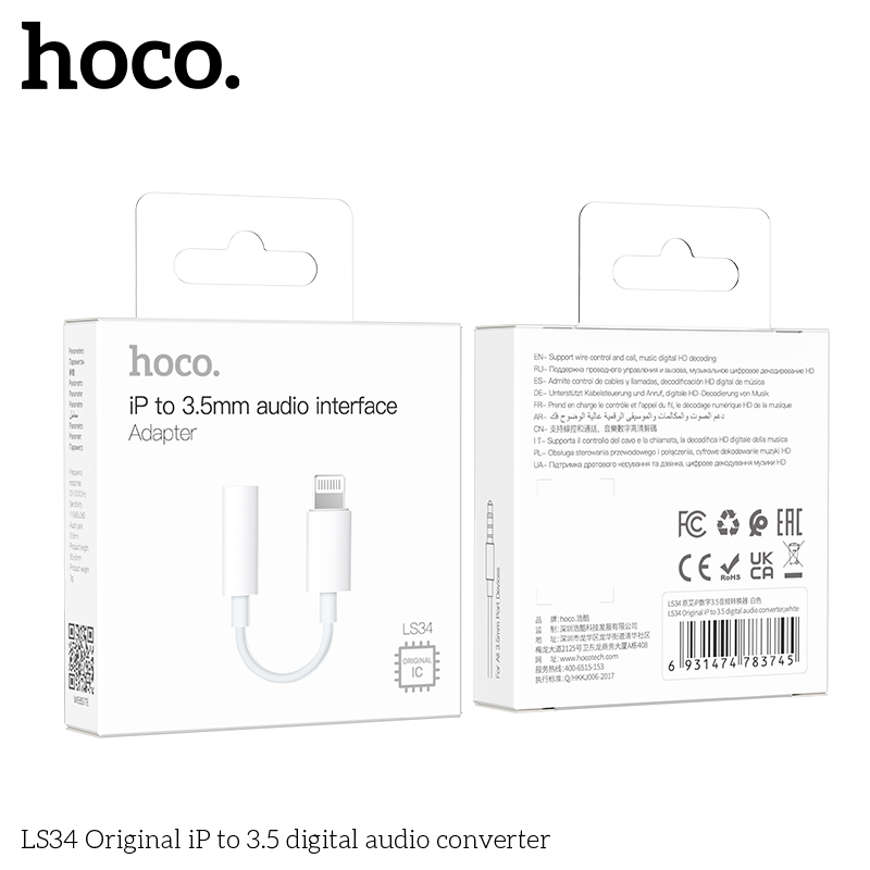 Cáp chuyển đổi Iphone lighting-3.5 Hoco LS34