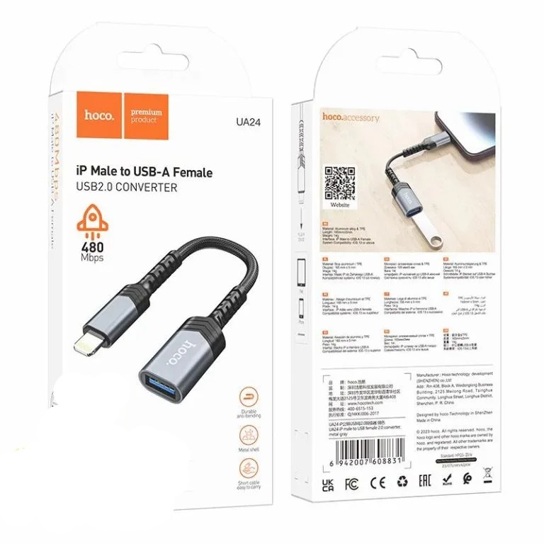 Cáp OTG Hoco UA24 iPhone lighting - USB 3.0
