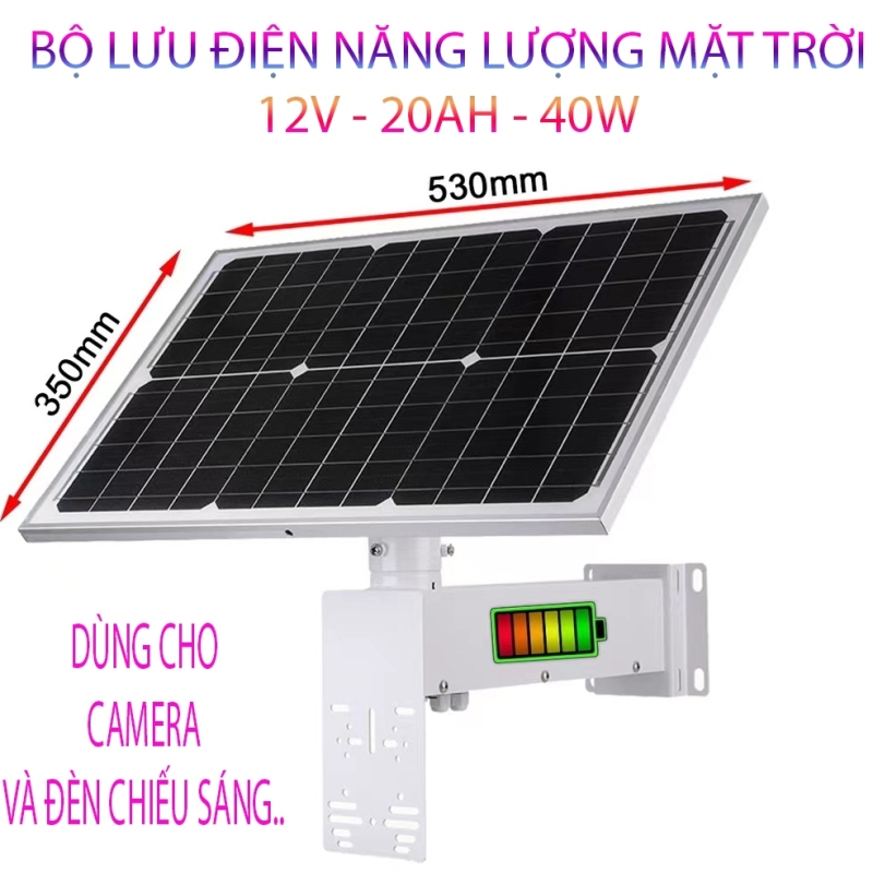 Bộ Pin Nguồn Năng Lượng Mặt Trời 12V, 40W-20ah