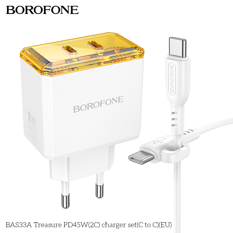 Bộ sạc Borofone BAS33A PD45w 2C typeC-typeC