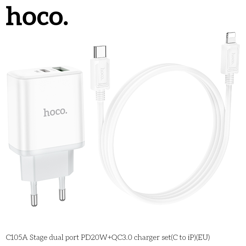 Bộ Sạc nhanh Hoco C105A 20w 2C typeC-lighting