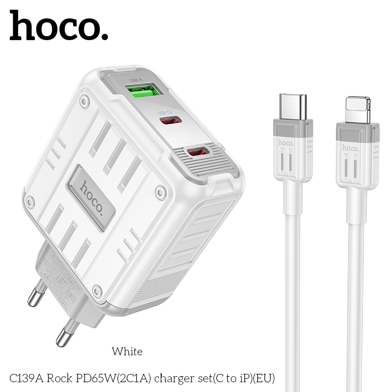 Bộ sạc Hoco C139A PD65w (2C1A) typeC-lighting