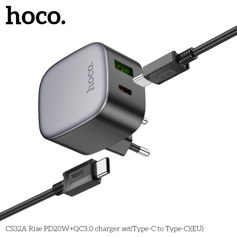 Bộ sạc Hoco CS32A PD20w (1C1A) typeC-TypeC cắm ngang