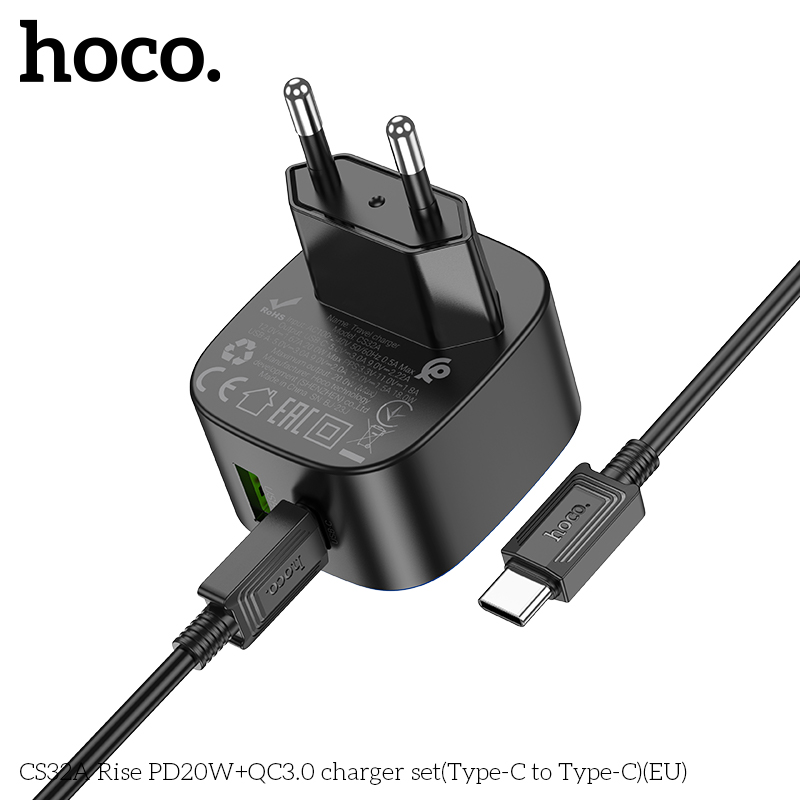 Bộ sạc Hoco CS32A PD20w (1C1A) typeC-TypeC cắm ngang