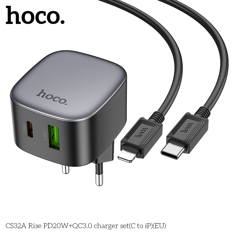 Bộ sạc Hoco CS32A PD20w (1C1A) typeC- lightingC cắm ngang