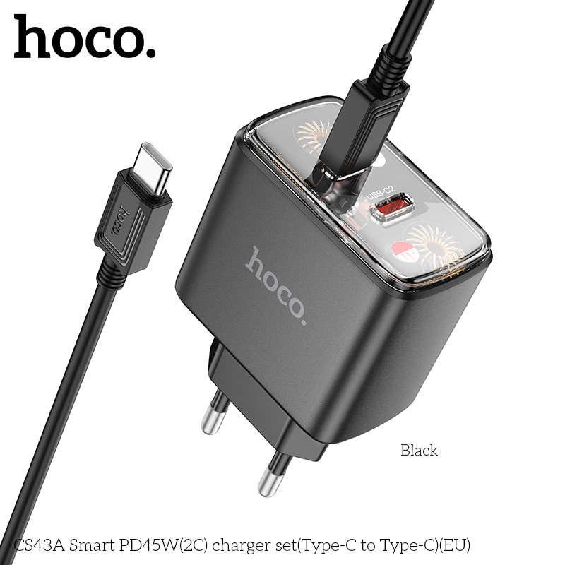 Bộ sạc Hoco CS43A PD45w (2C) typeC-TypeC