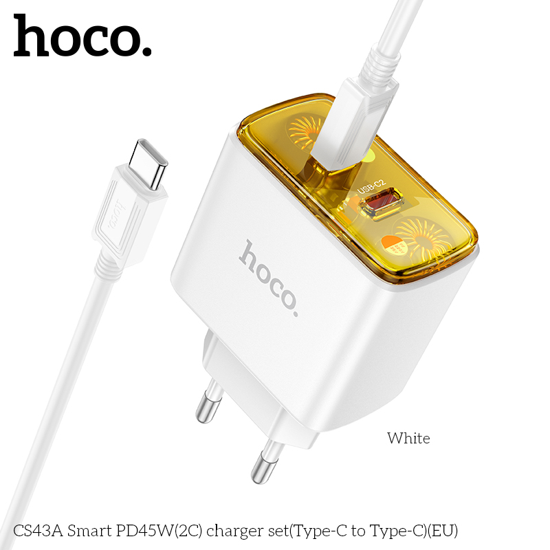 Bộ sạc Hoco CS43A PD45w (2C) typeC-TypeC