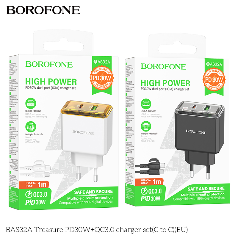 Bộ sạc Borofone BAS32A PD30w(typeC-TypeC)
