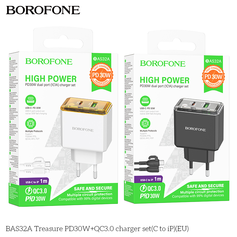 Bộ sạc Borofone BAS32A PD30w typeC-Ligting