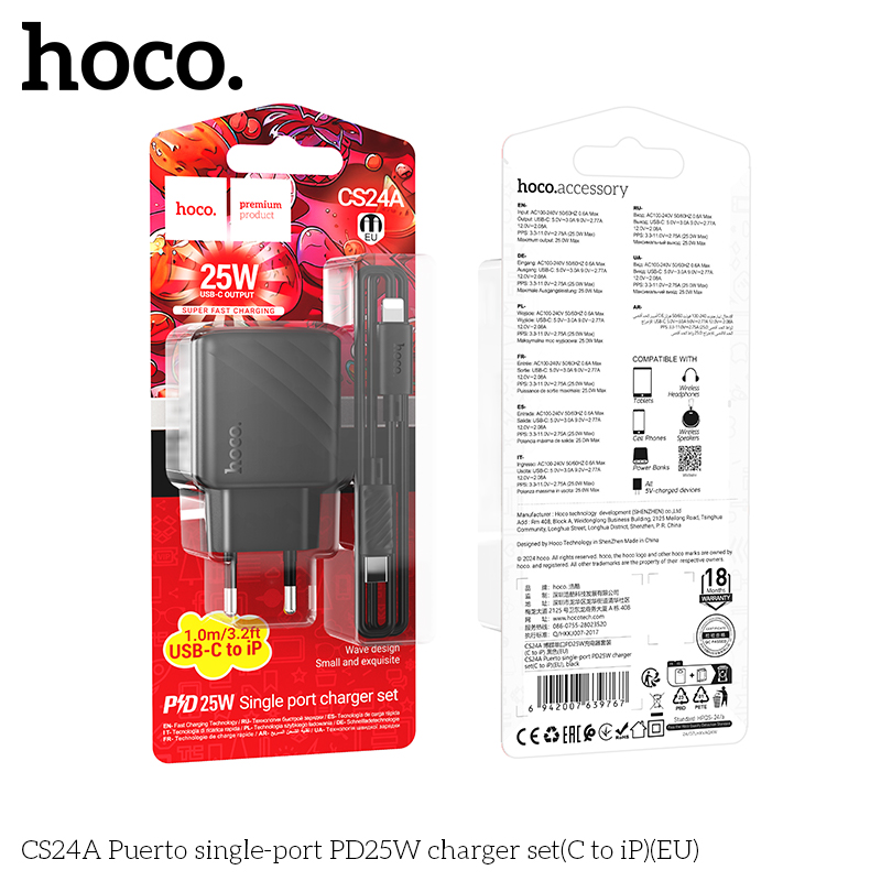 Bộ sạc Hoco CS24A PD25w typeC-lighting