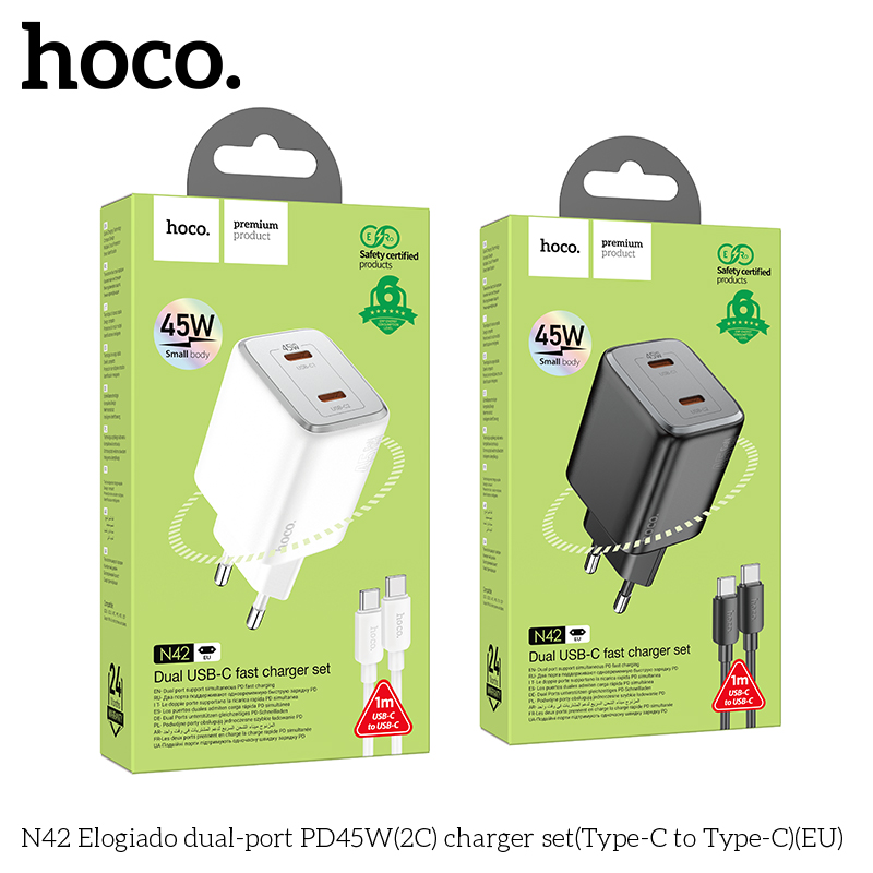 Bộ sạc Hoco N42 PD45w (2C) typeC-TypeC