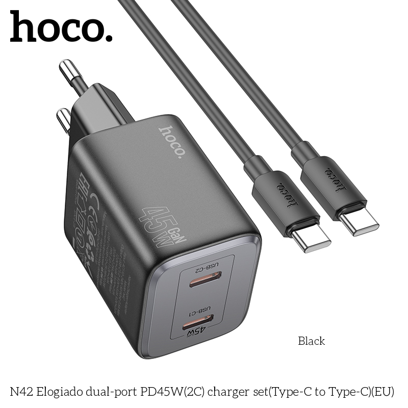 Bộ sạc Hoco N42 PD45w (2C) typeC-TypeC