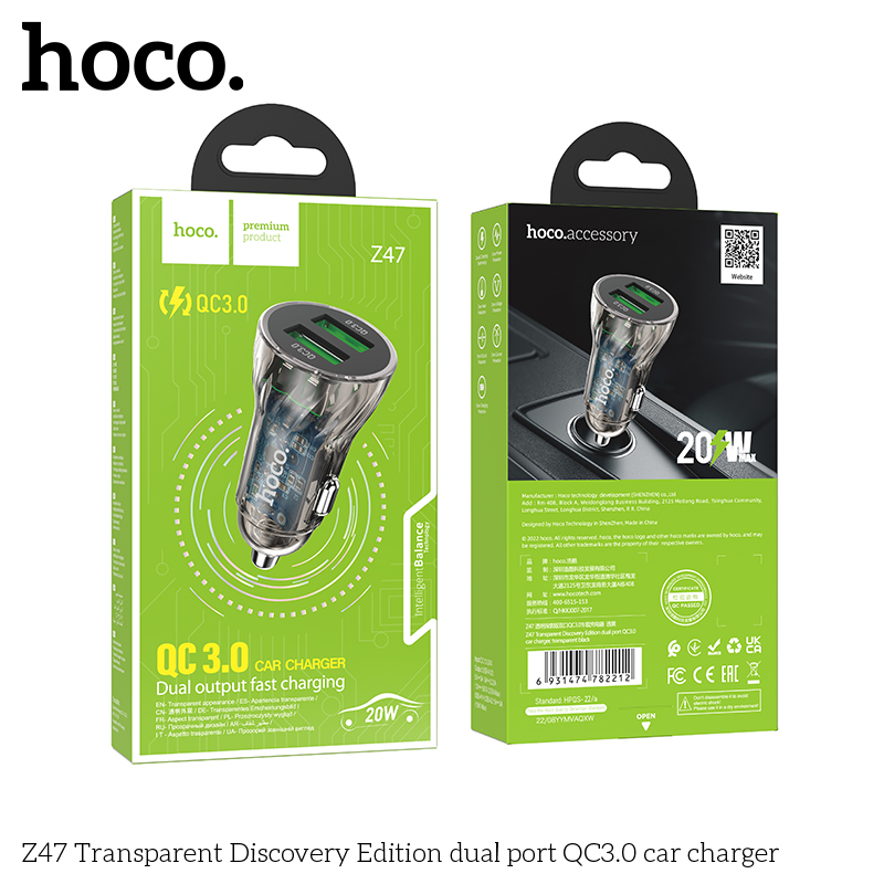 Cốc sạc xe hơi ô tô Hoco Z47 trong