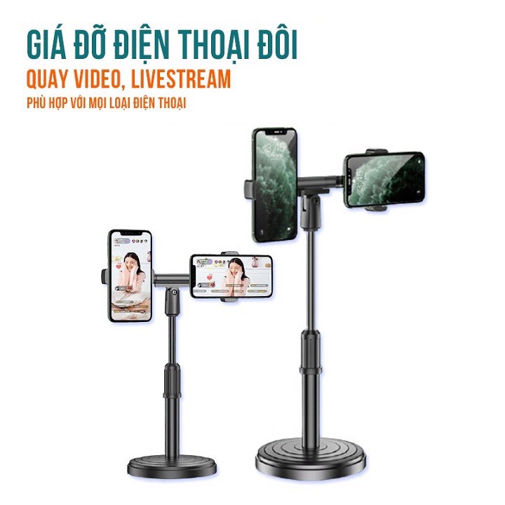 Kệ, giá đỡ 2 điện thoại livetream, xem phim