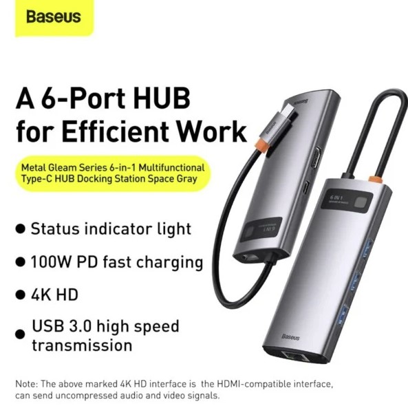 Bộ Chuyển đổi TypeC Hub Baseus 6 in 1