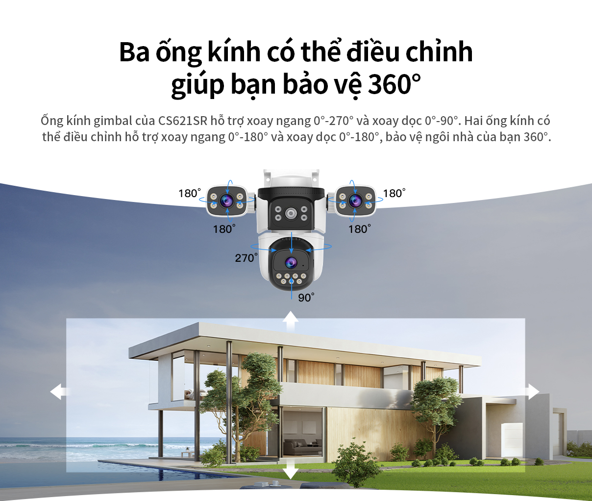 Camera Dùng Wifi 3 Mắt VSTARCAM CS621SR-6MP