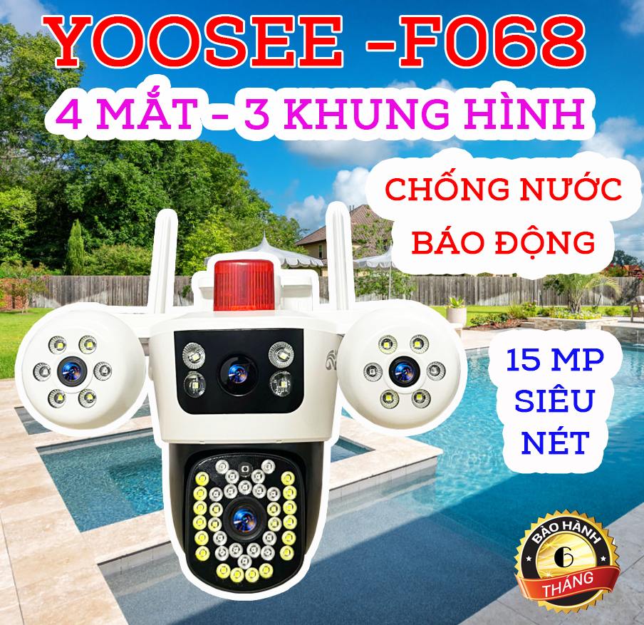 Camera Wifi 4 Mắt 3 Màn Hình Yoosee F068. 15MP