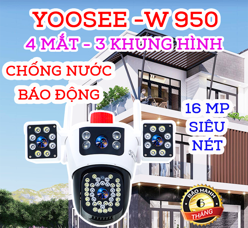 Camera Wifi 4 Mắt 3 Màn Hình Yoosee W-950. 16Mp