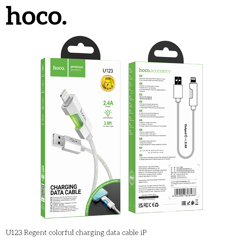 Cáp sạc nhanh Hoco U123 usb-lighting