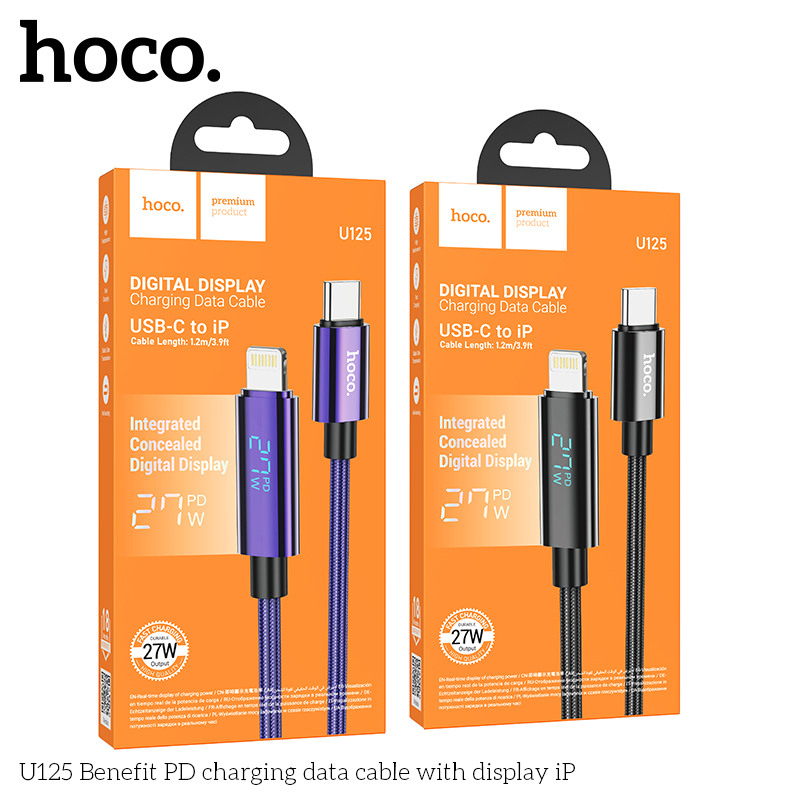 Cáp sạc nhanh Hoco u125 typeC báo sạc nhanh