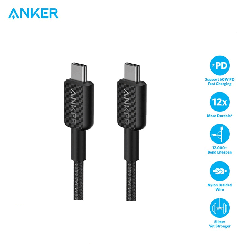 Cáp sạc Anker 322 typeC to typeC 1m Nylon