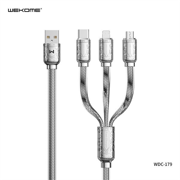 Cáp Sạc Nhanh 6A 3 Đầu Wekome WDC-179th
