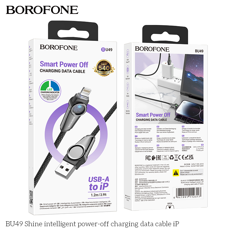 Cáp sạc nhanh Borofone Bu49 usb-lighting
